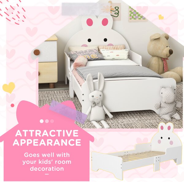 ZONEKIZ Kids Bedroom Furniture Set, Wooden with Dressing Table, Stool, Bed, Bunny-Design, for 3-6 Years Aosom UK
