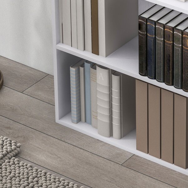 HOMCOM 2 Tier Bookshelf, Low Bookcase with Adjustable Shelf, 2 Compartments for Home Office, Living Room, Study, White Aosom UK