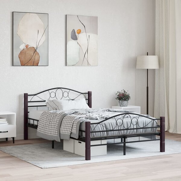 Bed Frame without Mattress Black Metal 140x200 cm