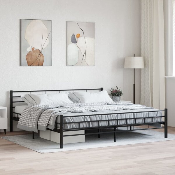 Bed Frame without Mattress Black Steel 180x200 cm Super King