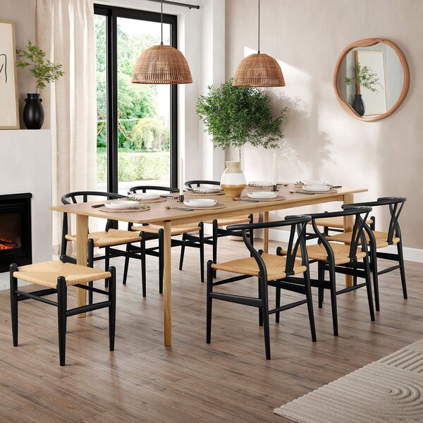 Hudson 6-8 Seater Rectangular Extendable Dining Table, Oak