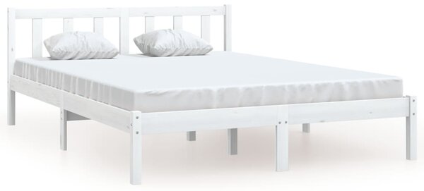 810063 Bed Frame without Mattress White Solid Wood 140x190 cm