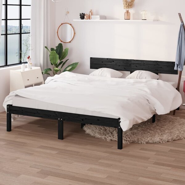 Bed Frame without Mattress Black Solid Wood Small Double