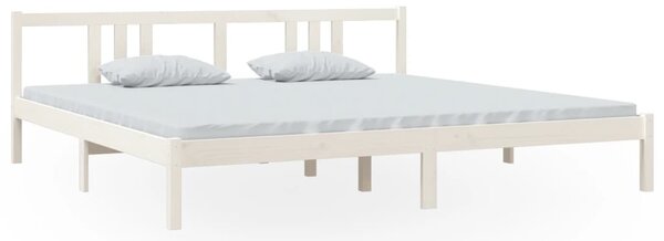 Bed Frame without Mattress White Solid Wood 200x200 cm