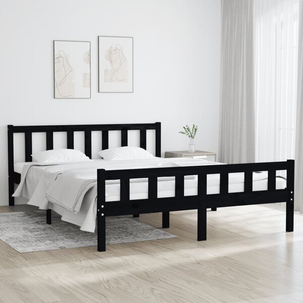 Bed Frame without Mattress Black Solid Wood 120x200 cm