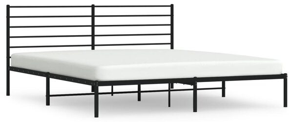 Metal Bed Frame without Mattress with Headboard Black 200x200cm