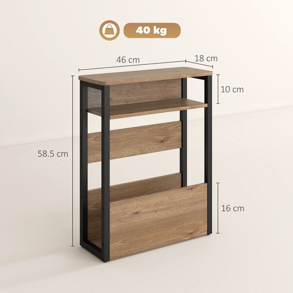 HOMCOM Industrial-Style Side Table - Black/Walnut Brown