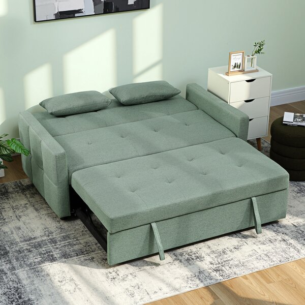 HOMCOM Three-Way Two-Seater Sofa Bed - Green