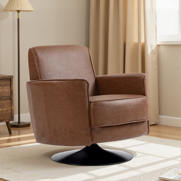 HOMCOM Upholstered Swivel Accent Chair with 20cm Thick Padding, Swivel Armchair with Pocket Spring seat support, Brown Aosom UK