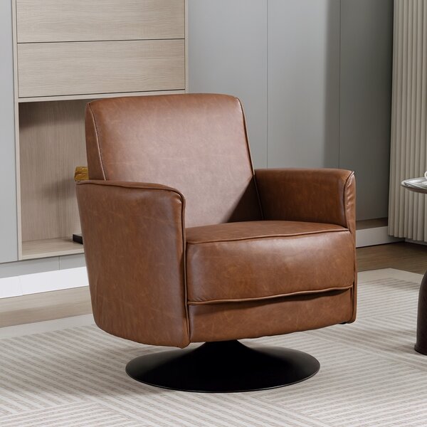 HOMCOM Upholstered Swivel Accent Chair with 20cm Thick Padding, Swivel Armchair with Pocket Spring seat support, Brown Aosom UK