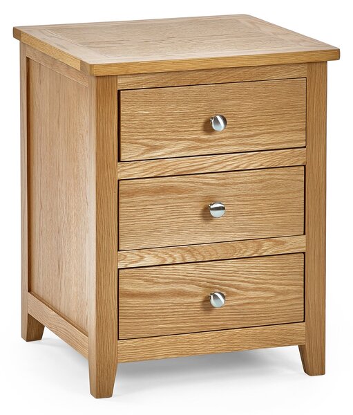 Jenkins 3 Drawer Bedside Table, Oak