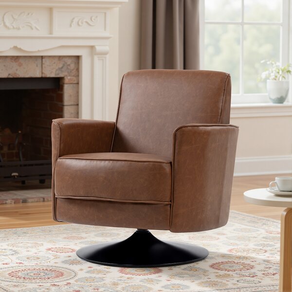HOMCOM Upholstered Swivel Accent Chair with 20cm Thick Padding, Swivel Armchair with Pocket Spring seat support, Brown Aosom UK