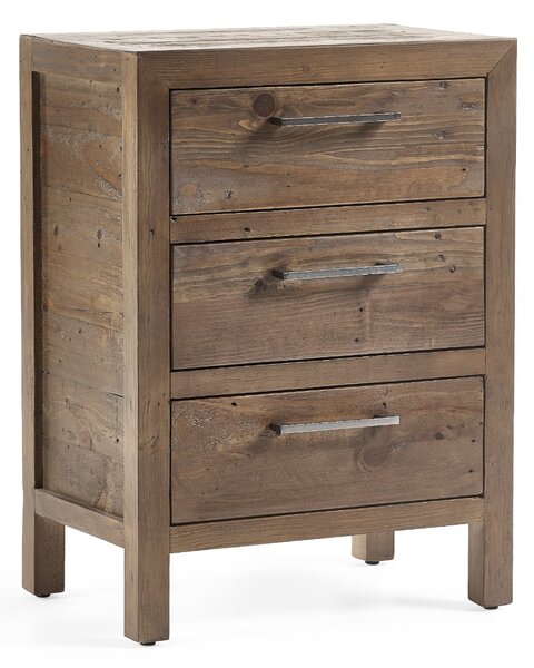 Homer 3 Drawer Bedside Table, Pine