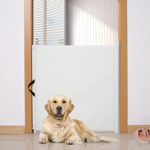 PawHut Retractable Dog Pet Safety Gate Barrier-White