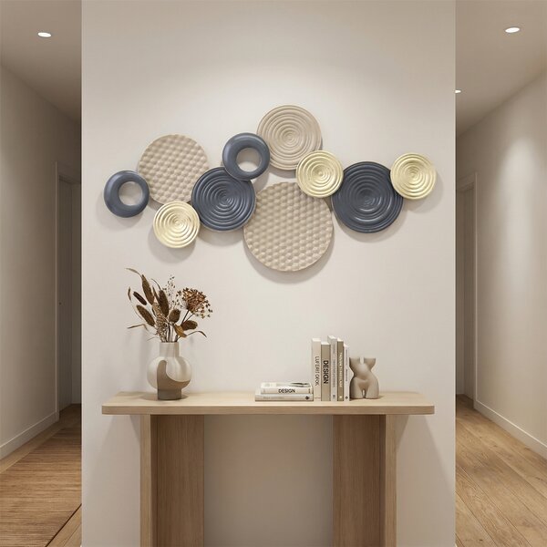 HOMCOM Metal Wall Art, Modern Hanging Wall Decor with Multi-Disc Design for Living Room Bedroom Dining Room