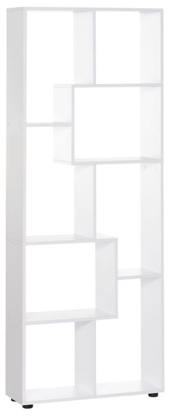 HOMCOM Freestanding 8-Tier Bookcase: With Melamine Surface, Anti-Tipping Foot Pads, Modern Home Display Storage Grid Stand, White Aosom UK