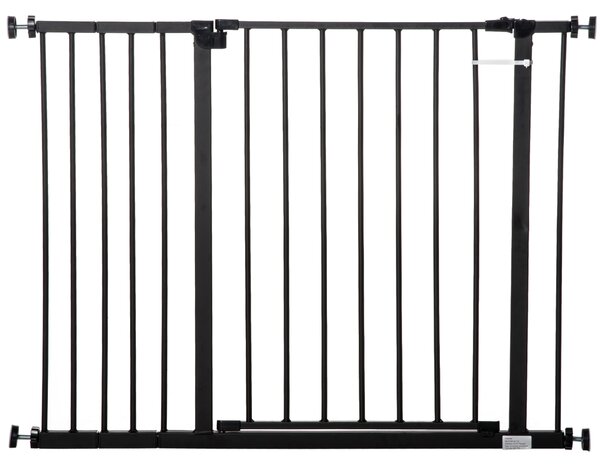 PawHut Dog Gate Pet Safety Gate Stair Barrier Auto Close Door Adjustable 76 - 107 cm, Black