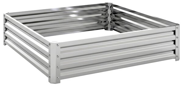 Outsunny Square Raised Garden Bed Box with Weatherized Steel Frame for Vegetables, Flowers, & Herbs, 120 x 120 x 30cm, Silver Tone