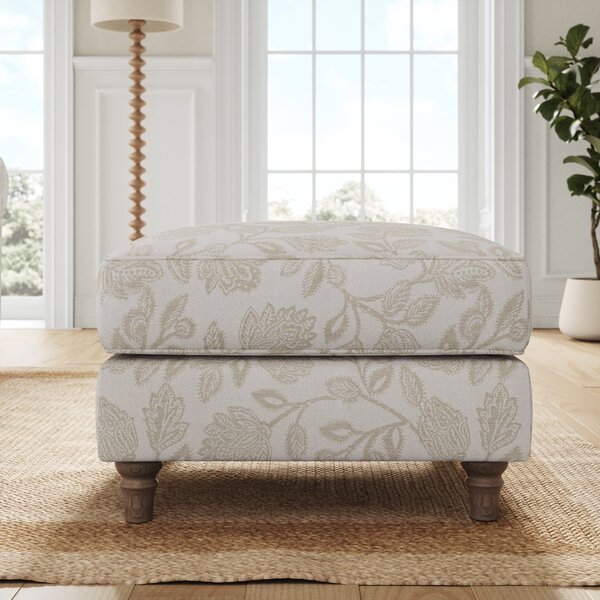 Flori Woven Floral Fabric Footstool