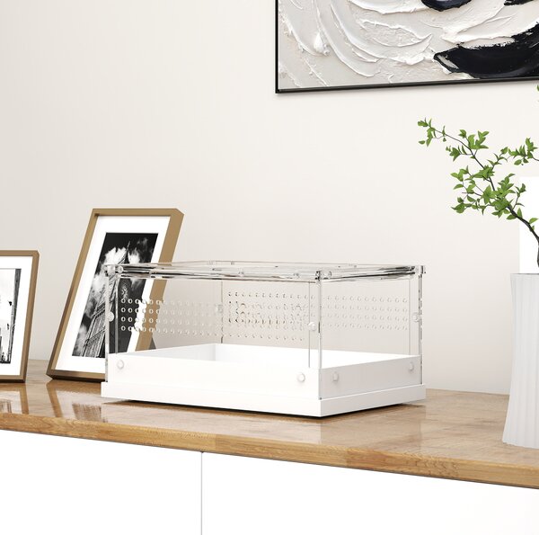 PawHut Acrylic Reptile Terrarium with Top Sliding Door, Vents, for Snake, Frog, Spider, Gecko, Tarantula, 30 x 20 x 15 cm