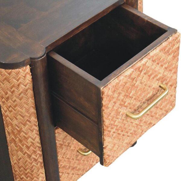 Solid Mango Wood Nightstand, 2-Drawers, Bedside Chest for Living Room/Bedroom, 38L x 50W x 50H cm, Brown Aosom UK