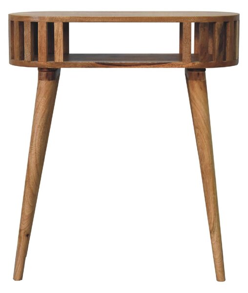 Solid Wood Ariella Console Table with Hand-finished and Open Shelf, Desk with Scandi-inspired Nordic Legs, 30L x 70W x 80H cm, Brown Aosom UK
