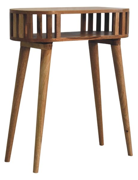 Solid Wood Ariella Console Table with Hand-finished and Open Shelf, Desk with Scandi-inspired Nordic Legs, 30L x 70W x 80H cm, Brown Aosom UK