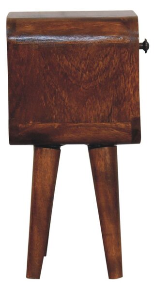Solid Mango Wood Nightstand, Drawer & Open Shelf, Mini Bedside Table for Bedroom, 20L x 20W x 40H cm, Brown Aosom UK