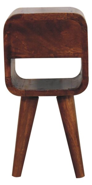 Solid Mango Wood Nightstand, Drawer & Open Shelf, Mini Bedside Table for Bedroom, 20L x 20W x 40H cm, Brown Aosom UK