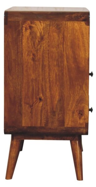 Solid Mango Wood Bedside Table, Nightstand Cabinet with 2-Drawer, Open Shelf, 35L x 70W x 70H cm, Brown Aosom UK