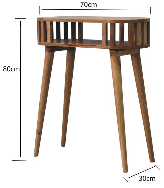 Solid Wood Ariella Console Table with Hand-finished and Open Shelf, Desk with Scandi-inspired Nordic Legs, 30L x 70W x 80H cm, Brown Aosom UK