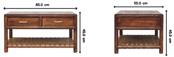 Solid Mango Wood Regency Console Table, 85cm Woven 4-Drawer Hall Unit, Easy Organisation for Bedroom, Brown Aosom UK