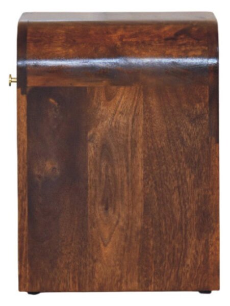 Solid Wood Mini Darcy Nightstand with Curved Edges, Spacious Drawer, Hand-finished Cabinet for Living Room, 30L x 30W x 40H cm, Dark Brown Aosom UK