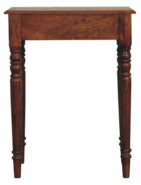Solid Mango Wood Writing Desk with Hand-finished Grain and Drawer, Bedside Cabinet for Neat Storage, 35L x 60W x 78H cm, Dark Brown Aosom UK