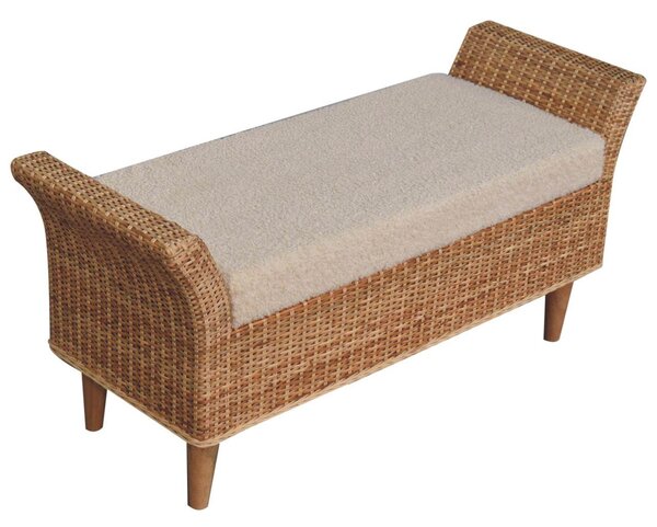 Woven Small Bench, Upholstered Window Seat with Arms and Wooden Legs, Vintage Shoe Bench for Entryway, Living Room, Bedroom Aosom UK