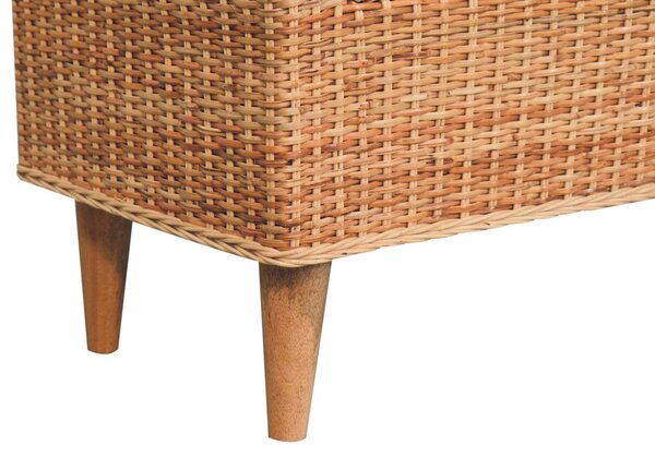 Woven Small Bench, Upholstered Window Seat with Arms and Wooden Legs, Vintage Shoe Bench for Entryway, Living Room, Bedroom Aosom UK