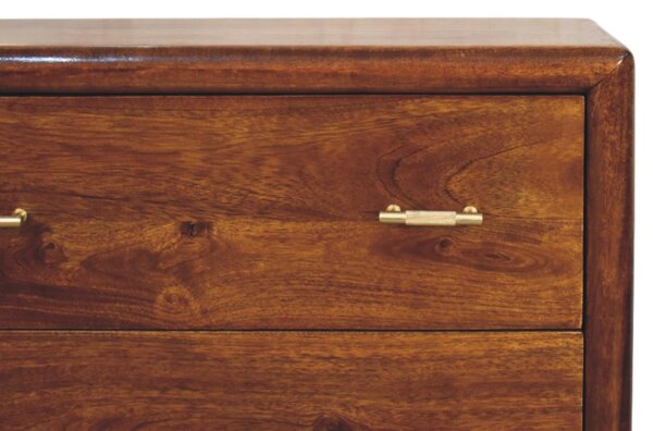 Solid Wood Chest of Drawer, 3-Drawer Storage Cabinet with Generous Organisation, Elegant Circular Silhouette, Brown Aosom UK