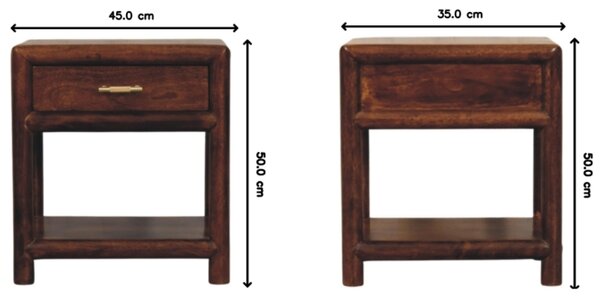 Wooden Nightstand with Drawer and Open Shelf, Hand‑finished Side Table for Home Display, 35L x 45W x 50H cm, Brown Aosom UK