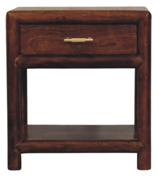 Wooden Nightstand with Drawer and Open Shelf, Hand‑finished Side Table for Home Display, 35L x 45W x 50H cm, Brown Aosom UK