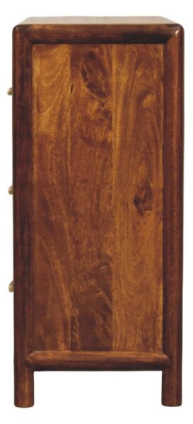 Solid Wood Chest of Drawer, 3-Drawer Storage Cabinet with Generous Organisation, Elegant Circular Silhouette, Brown Aosom UK