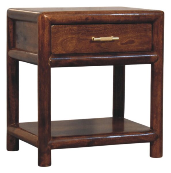 Wooden Nightstand with Drawer and Open Shelf, Hand‑finished Side Table for Home Display, 35L x 45W x 50H cm, Brown Aosom UK