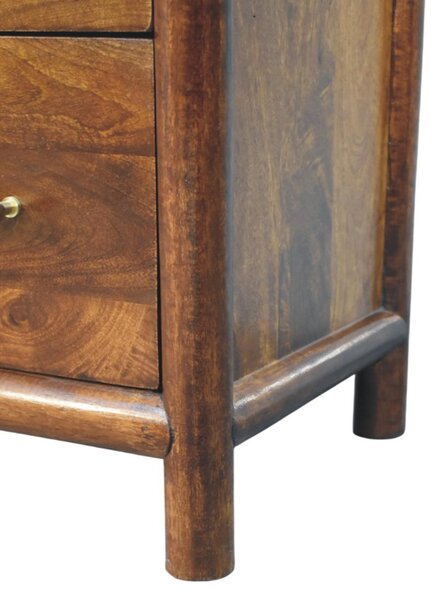 Solid Wood Chest of Drawer, 3-Drawer Storage Cabinet with Generous Organisation, Elegant Circular Silhouette, Brown Aosom UK