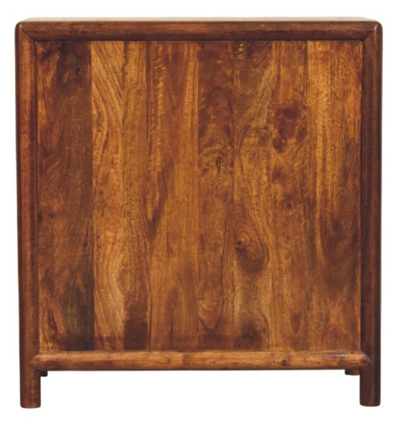 Solid Wood Chest of Drawer, 3-Drawer Storage Cabinet with Generous Organisation, Elegant Circular Silhouette, Brown Aosom UK
