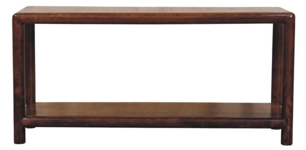 Wood Bench with Open-Slot Storage, Wooden Window Seat with Storage Shelf, Footstool for Living Room, Entryway, Brown Aosom UK