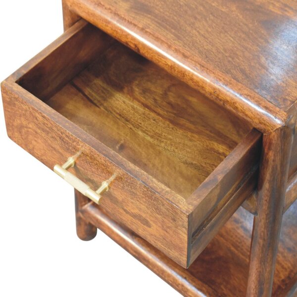 Wooden Nightstand with Drawer and Open Shelf, Hand‑finished Side Table for Home Display, 35L x 45W x 50H cm, Brown Aosom UK