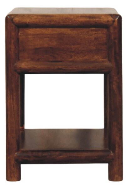 Wooden Nightstand with Drawer and Open Shelf, Hand‑finished Side Table for Home Display, 35L x 45W x 50H cm, Brown Aosom UK