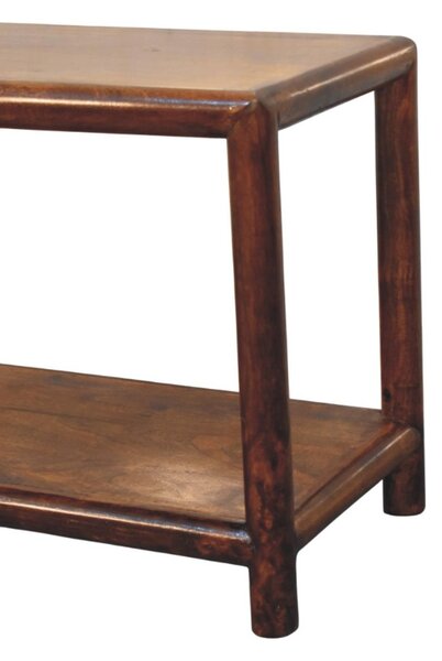 Wood Bench with Open-Slot Storage, Wooden Window Seat with Storage Shelf, Footstool for Living Room, Entryway, Brown Aosom UK