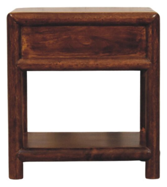 Wooden Nightstand with Drawer and Open Shelf, Hand‑finished Side Table for Home Display, 35L x 45W x 50H cm, Brown Aosom UK