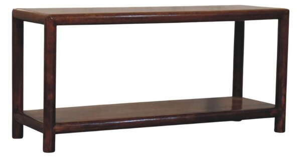 Wood Bench with Open-Slot Storage, Wooden Window Seat with Storage Shelf, Footstool for Living Room, Entryway, Brown Aosom UK