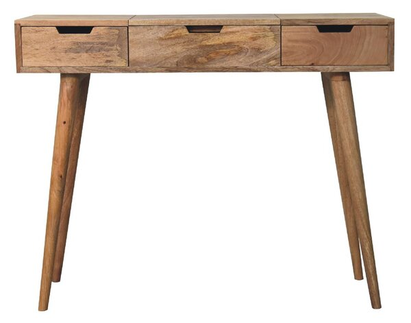Wood Dressing Table with Mirror and 2 Smooth‑Gliding Drawers, Console Table with 4 Compartments, 40L x 100W x 78H cm, Brown Aosom UK